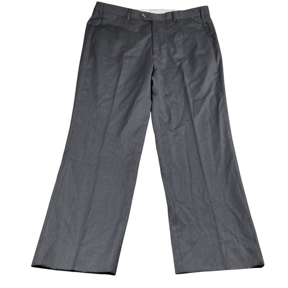 J. Hilburn Dress Pants Mens 36x 28 Grey‎  100% Wool Guabello Italy wool Trousers